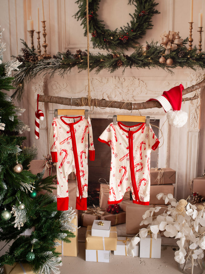 Tis The Season - Candy Cane Short-Sleeve Romper