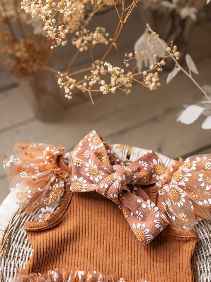 Toffee Daisy Headwrap - Brown