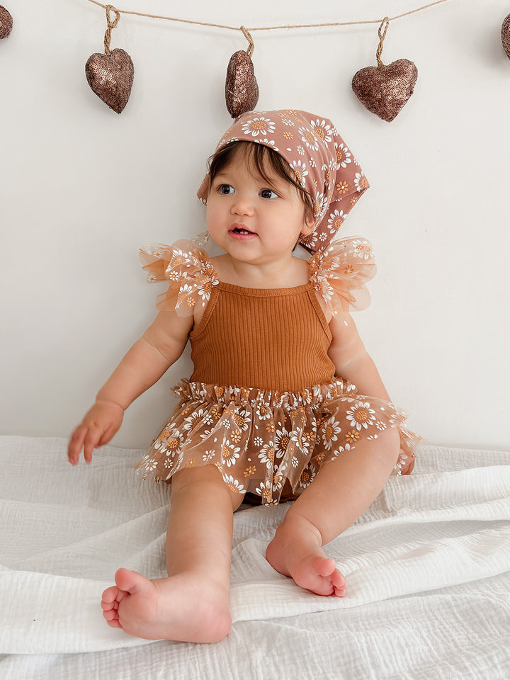 Toffee Daisy Bandana - Brown
