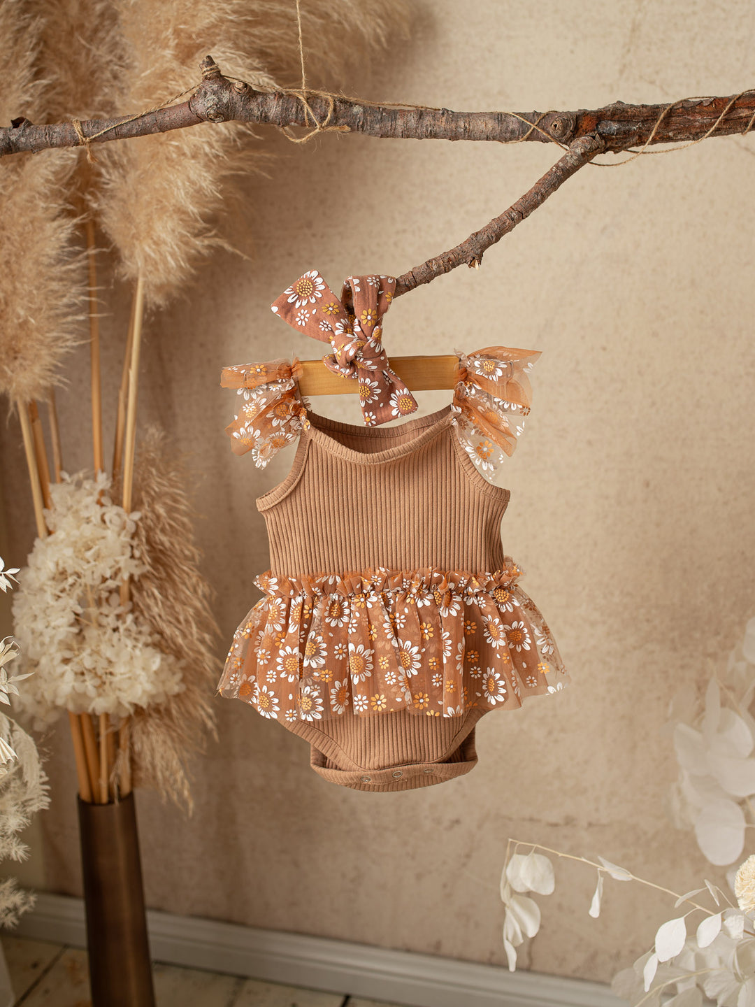 Toffee Daisy Headwrap - Brown