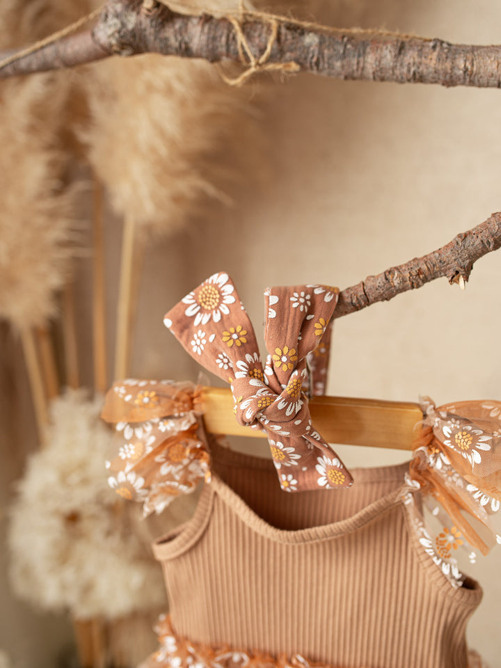 Toffee Daisy Headwrap - Brown