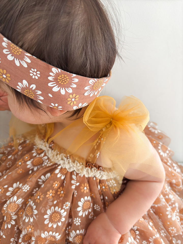 Toffee Daisy Headwrap - Brown