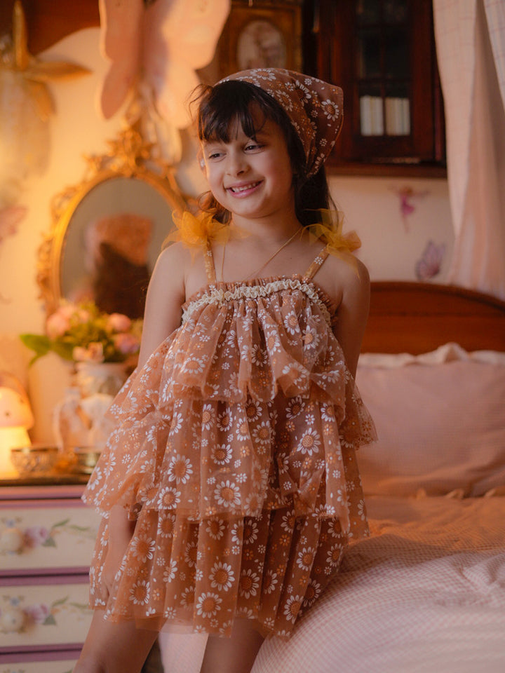 Toffee Daisy Bandana - Brown