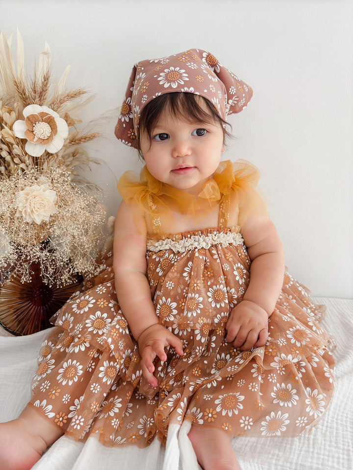 Toffee Daisy Bandana - Brown
