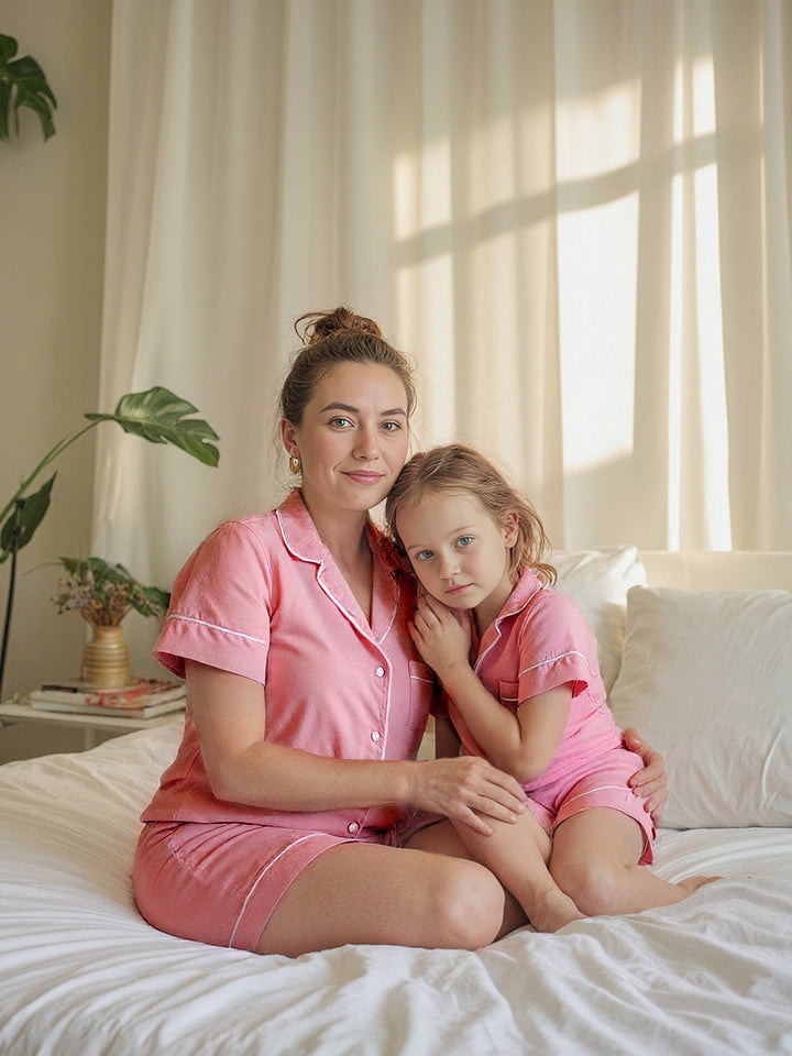 Cloud Bamboo Sleep Shorts for Kids - Blush