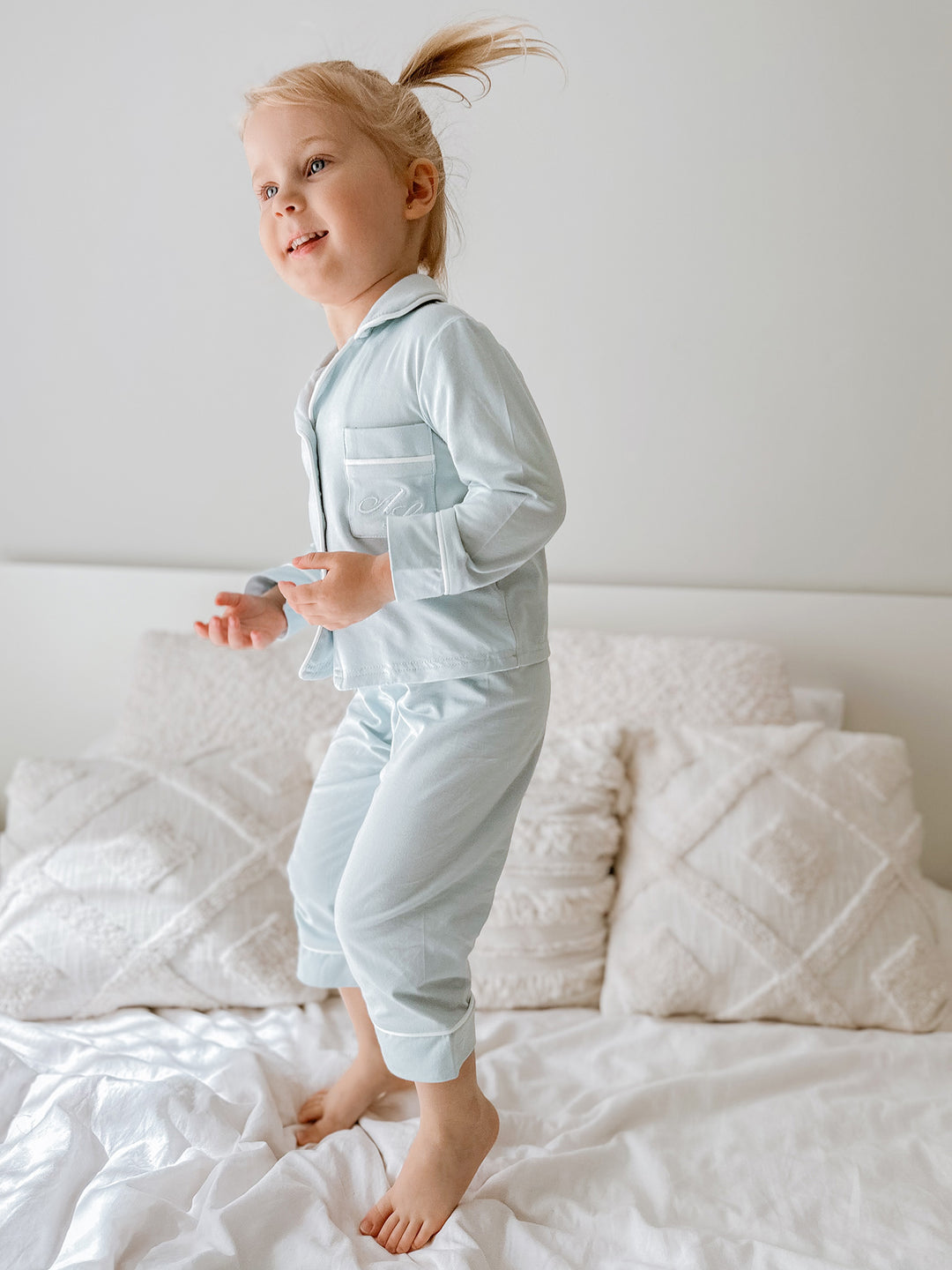 Cloud Bamboo Sleep Pants for Kids - Ice Blue