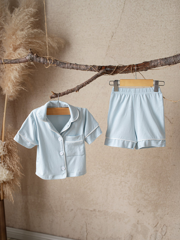 Cloud Bamboo Sleep Shorts for Kids - Ice Blue