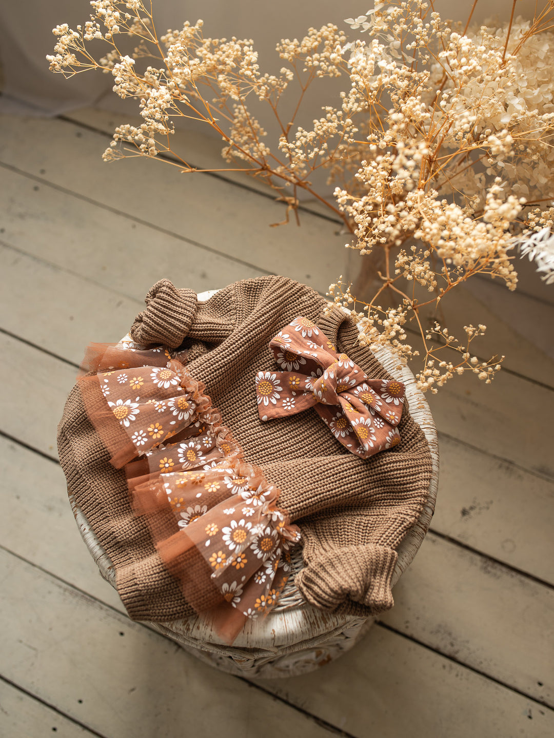 Toffee Daisy Headwrap - Brown