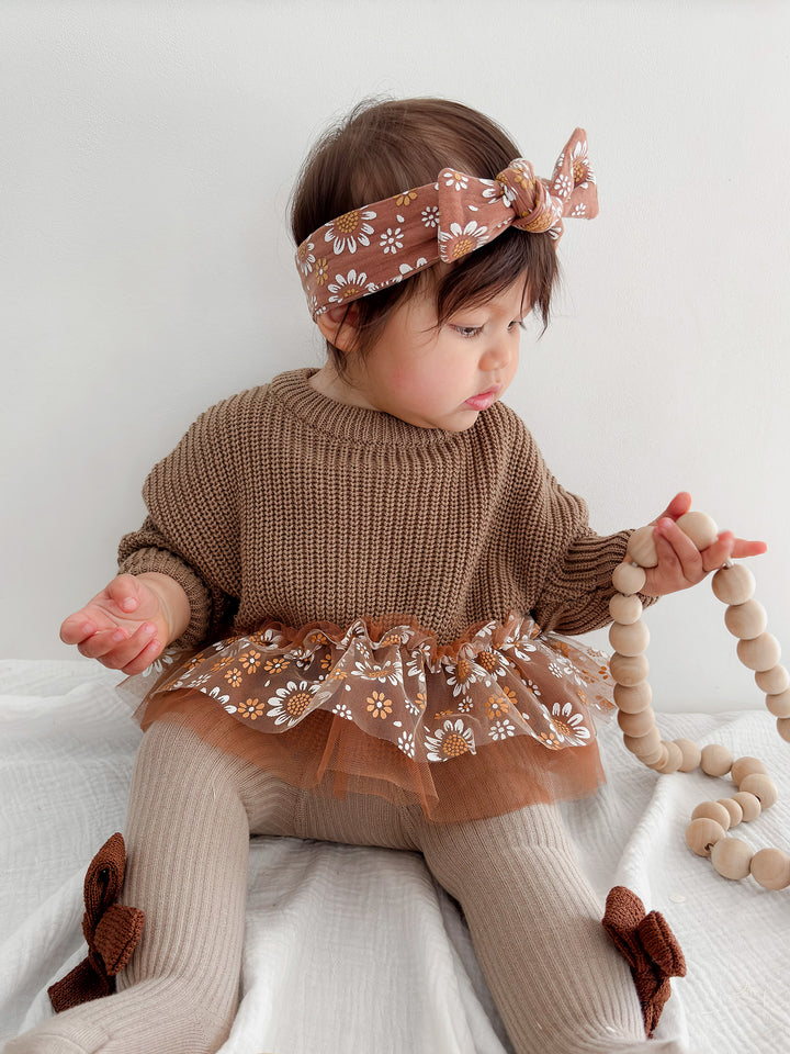 Toffee Daisy Headwrap - Brown