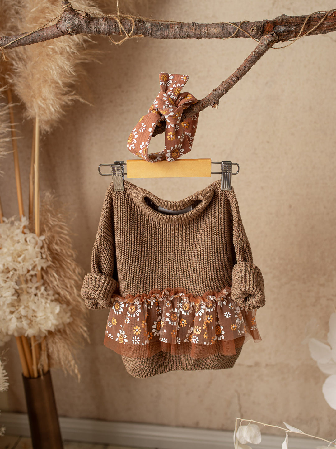 Toffee Daisy Headwrap - Brown