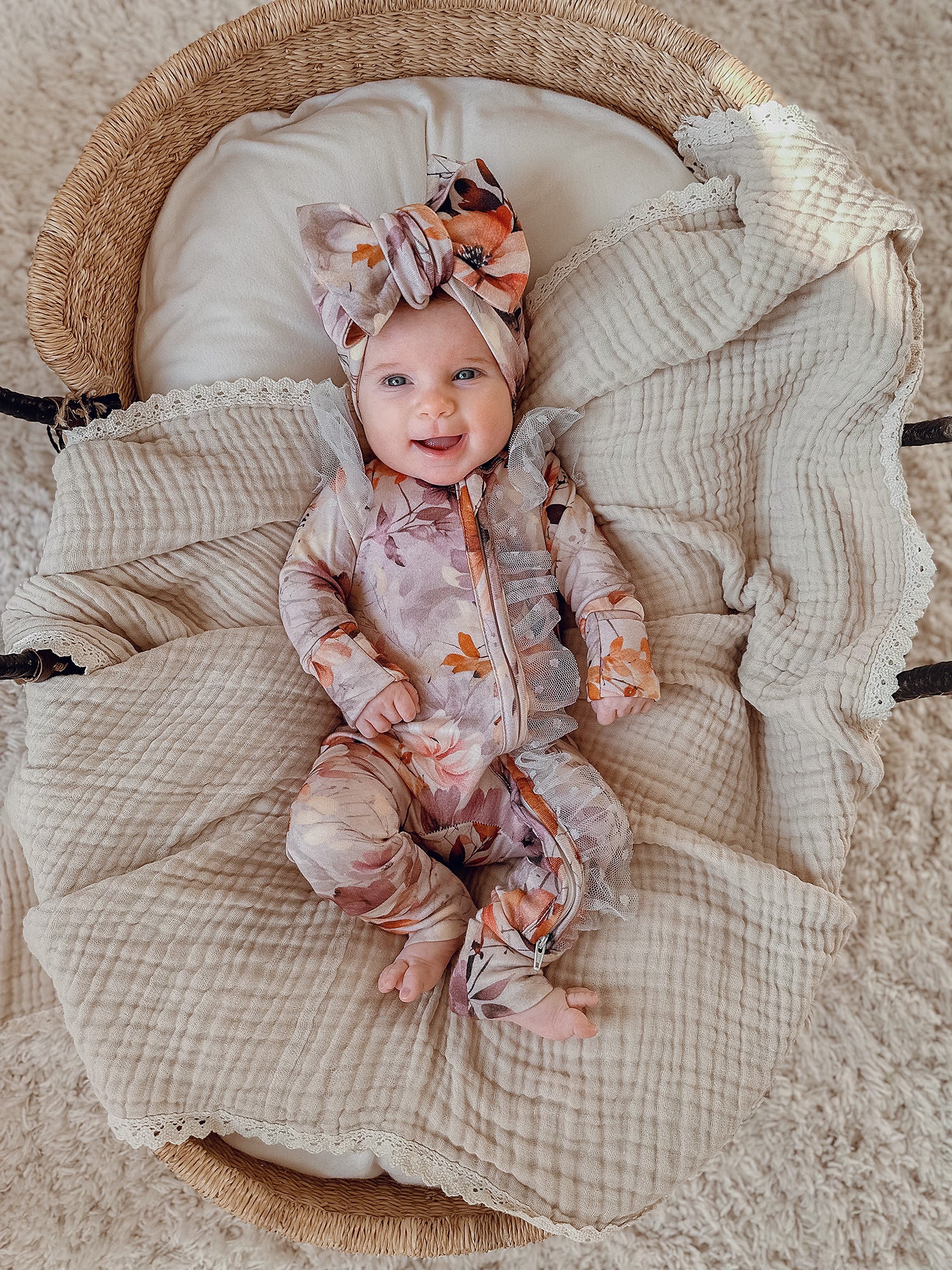 Baby Onesie - Flower Story Zip One Piece - Lilac Purple – Before