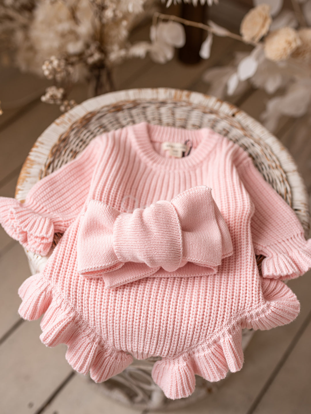 Written in Thread Long Sleeve Frill Romper - Baby Pink
