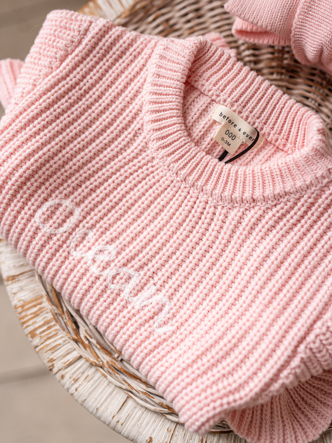 Written in Thread Long Sleeve Frill Romper - Baby Pink