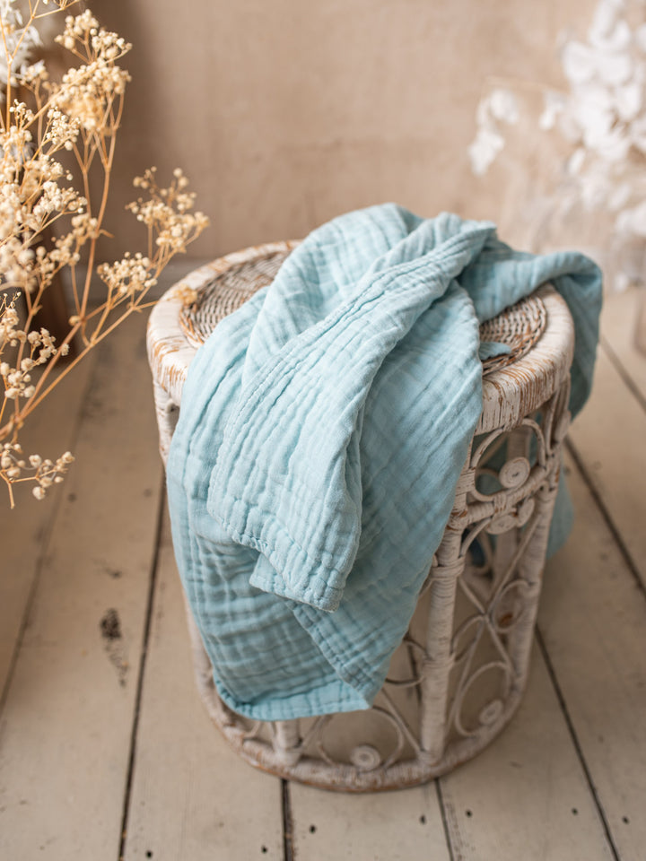 Lullaby - Lux Muslin Gauze Blanket - Sky Blue