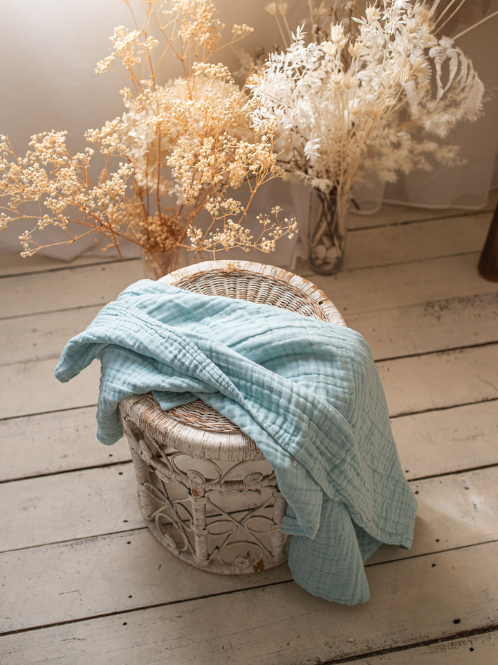 Lullaby - Lux Muslin Gauze Blanket - Sky Blue