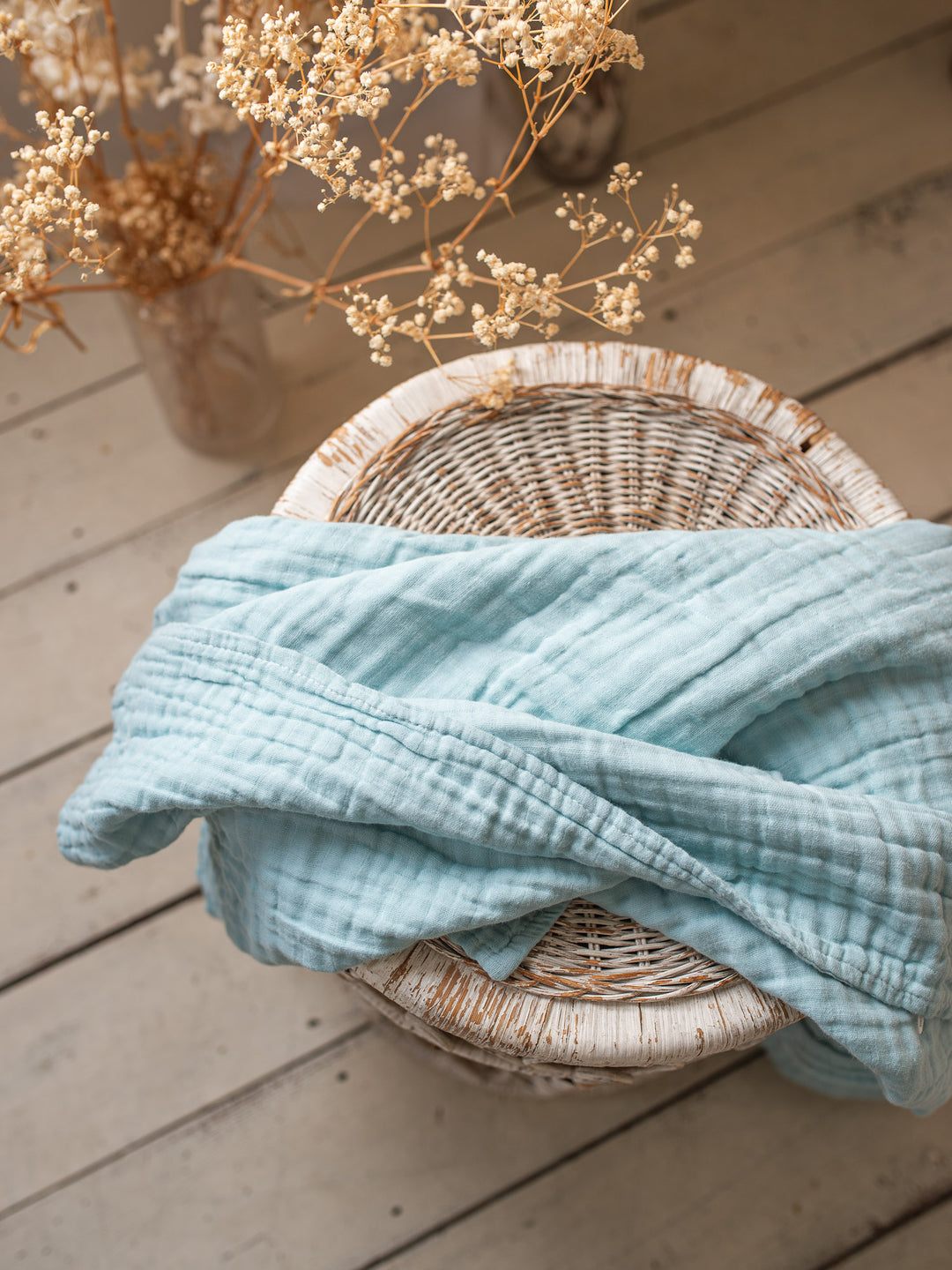 Lullaby - Lux Muslin Gauze Blanket - Sky Blue