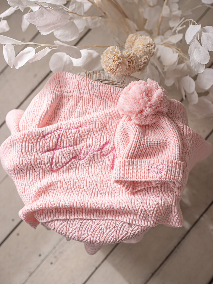 Bliss Personalised Knitted Beanie - Baby Pink
