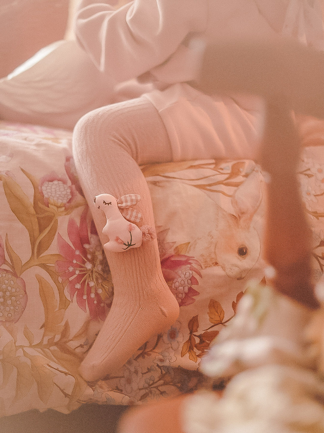 Zala Bunny Tights - Dusty Pink