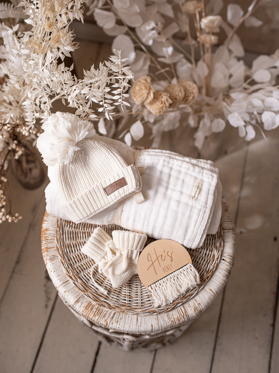 She's / He's Here Wooden Birth Announcement Plaque