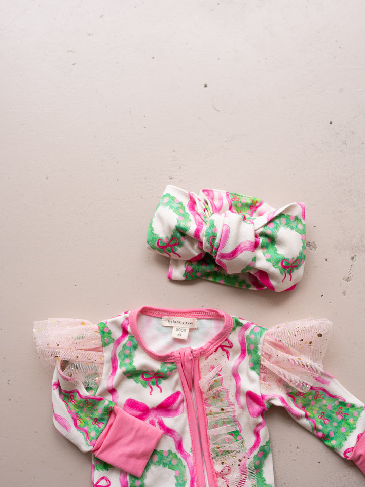 Tis The Season  - Topknot Headwrap Wreath