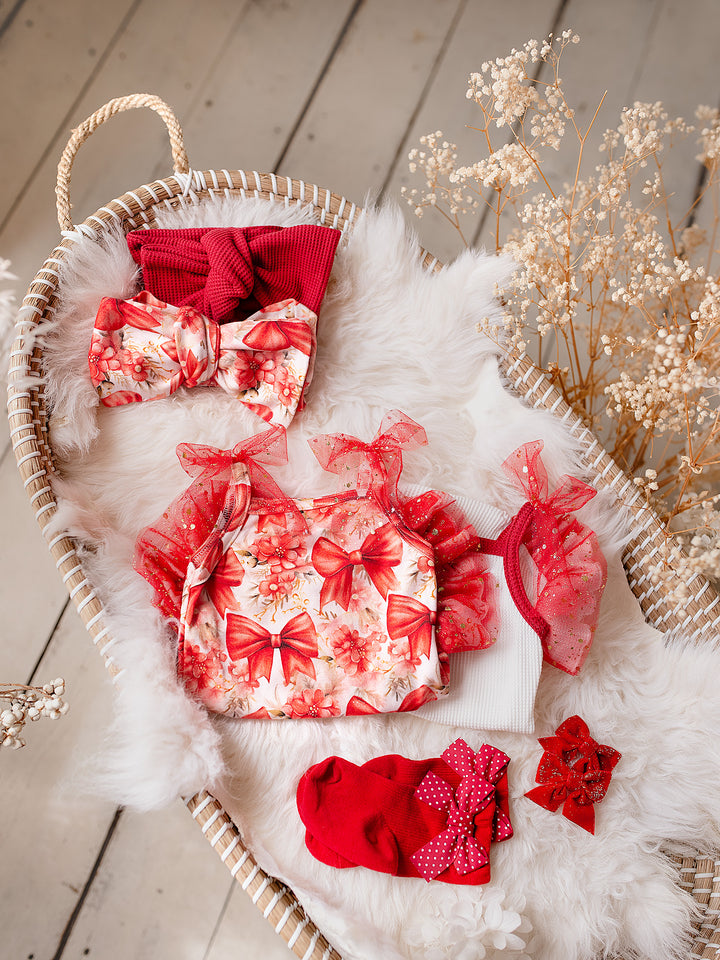 All I Wish - Topknot Headwrap Red Bow