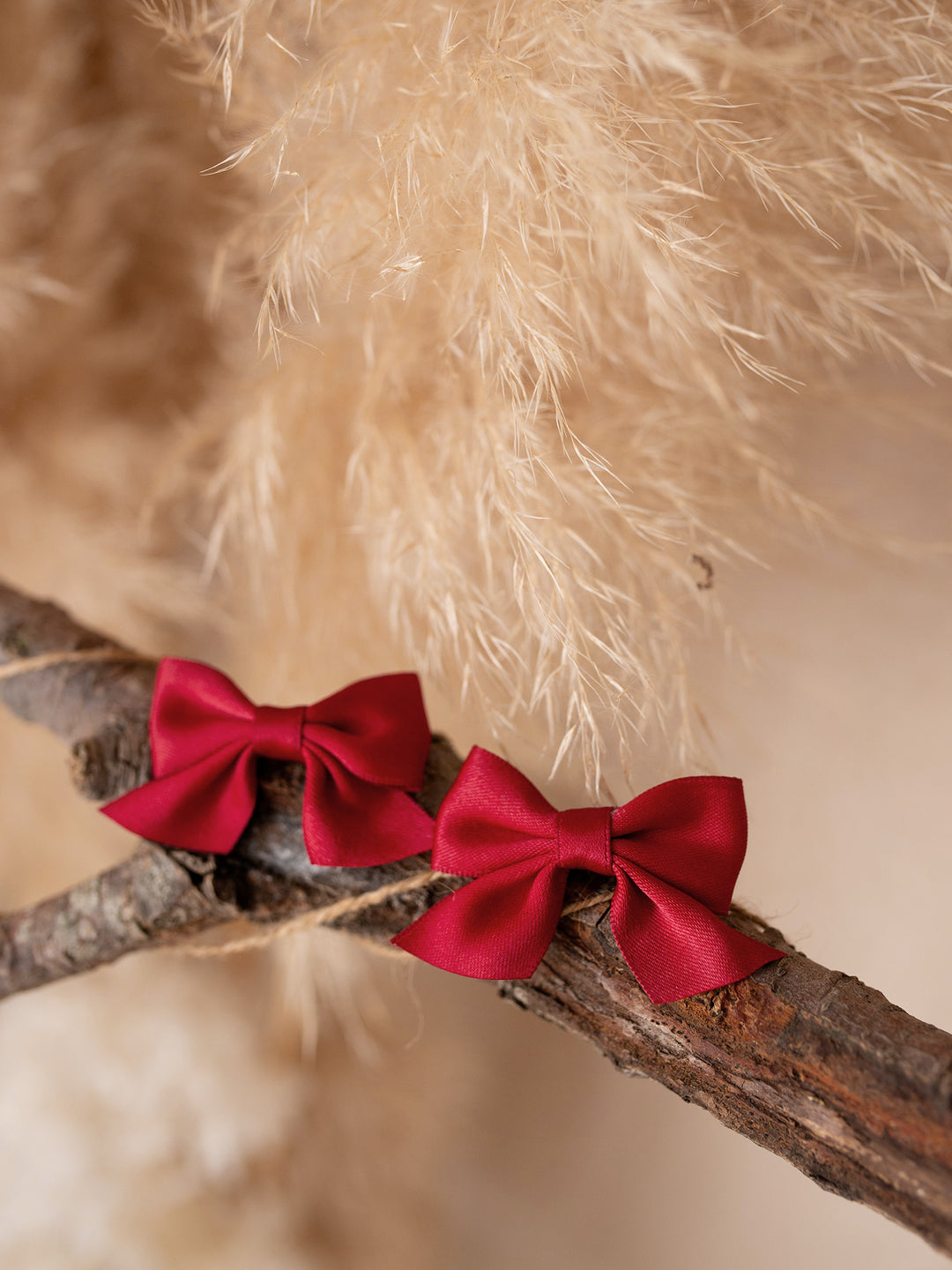 Zia Bow Hair Clips - Deep Red