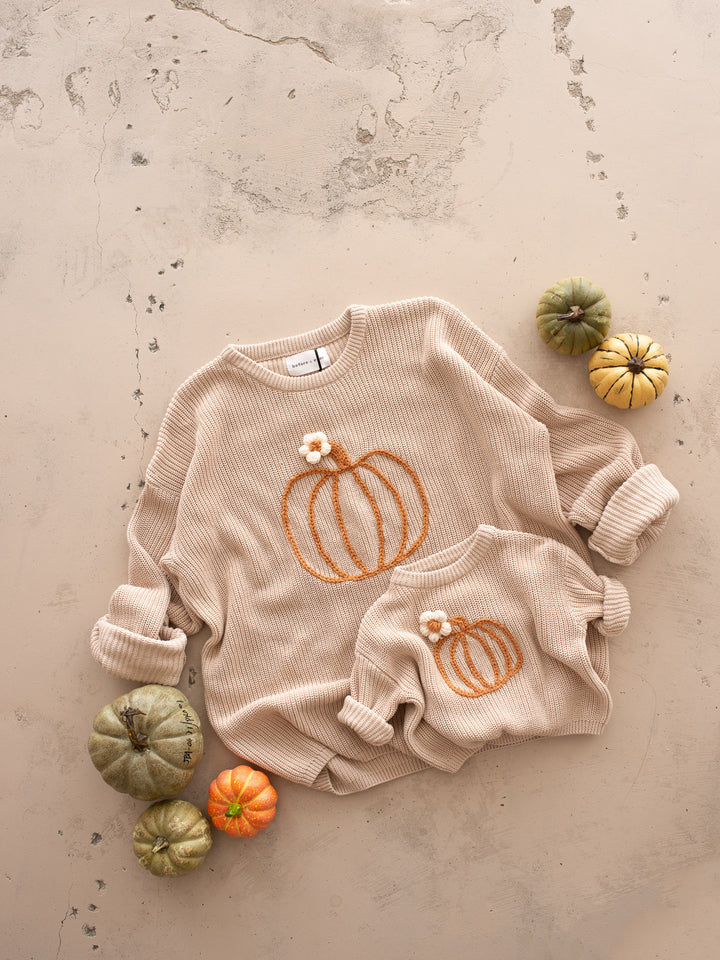 Pumpkin Bloom Sweater - Oatmeal Mama Edition