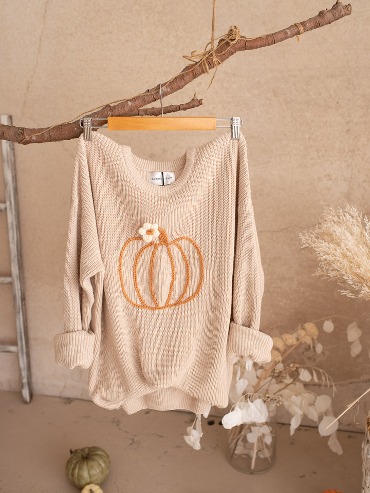 Pumpkin Bloom Sweater - Oatmeal Mama Edition