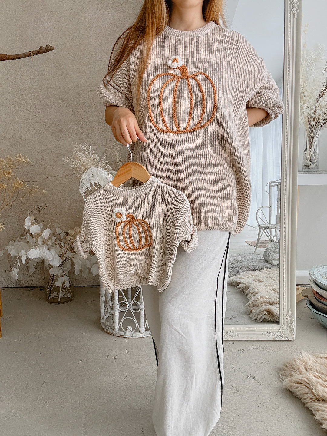 Pumpkin Bloom Sweater - Oatmeal Mama Edition