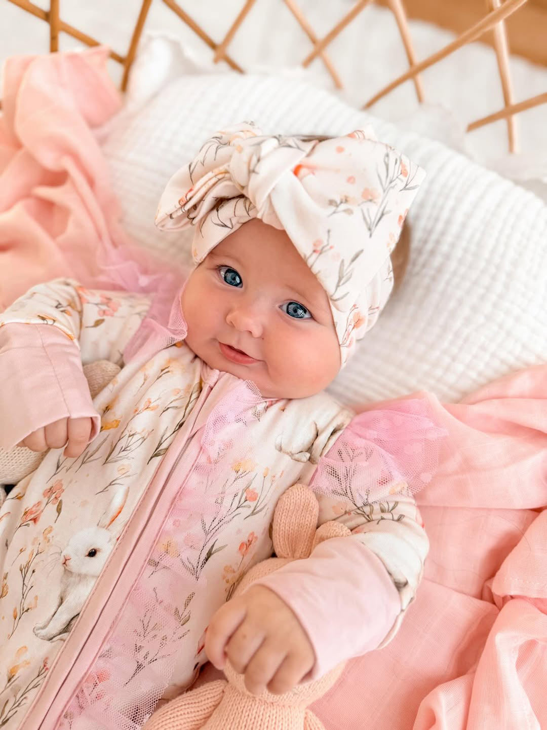 Bunny & Friends - Topknot Headwrap - Garden Bunny