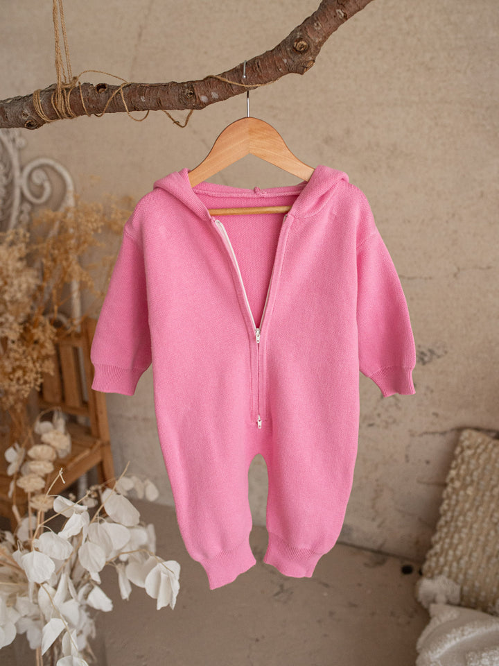 Little Bunny Knit Jumpsuit - Bubblegum