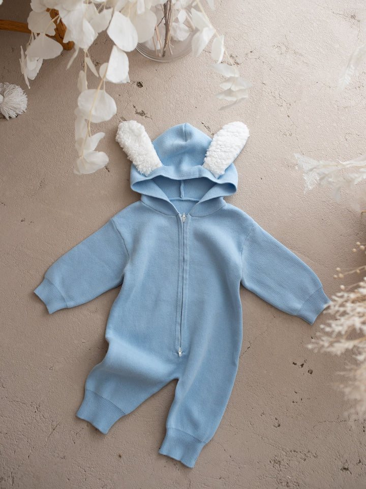 Little Bunny Knit Jumpsuit - Blue