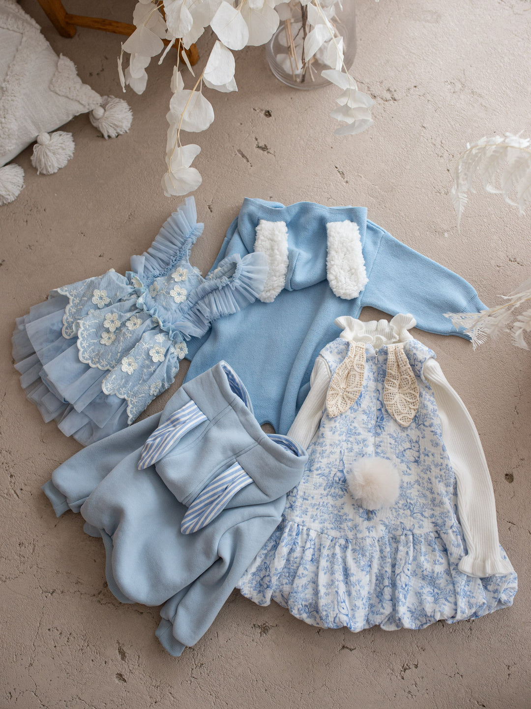 Little Bunny Knit Jumpsuit - Blue