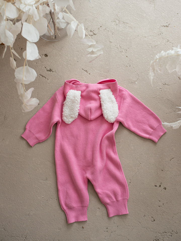 Little Bunny Knit Jumpsuit - Bubblegum