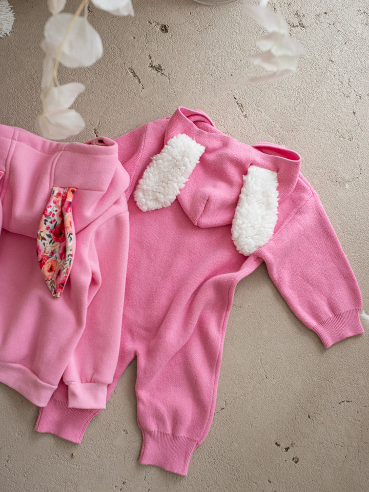Little Bunny Knit Jumpsuit - Bubblegum