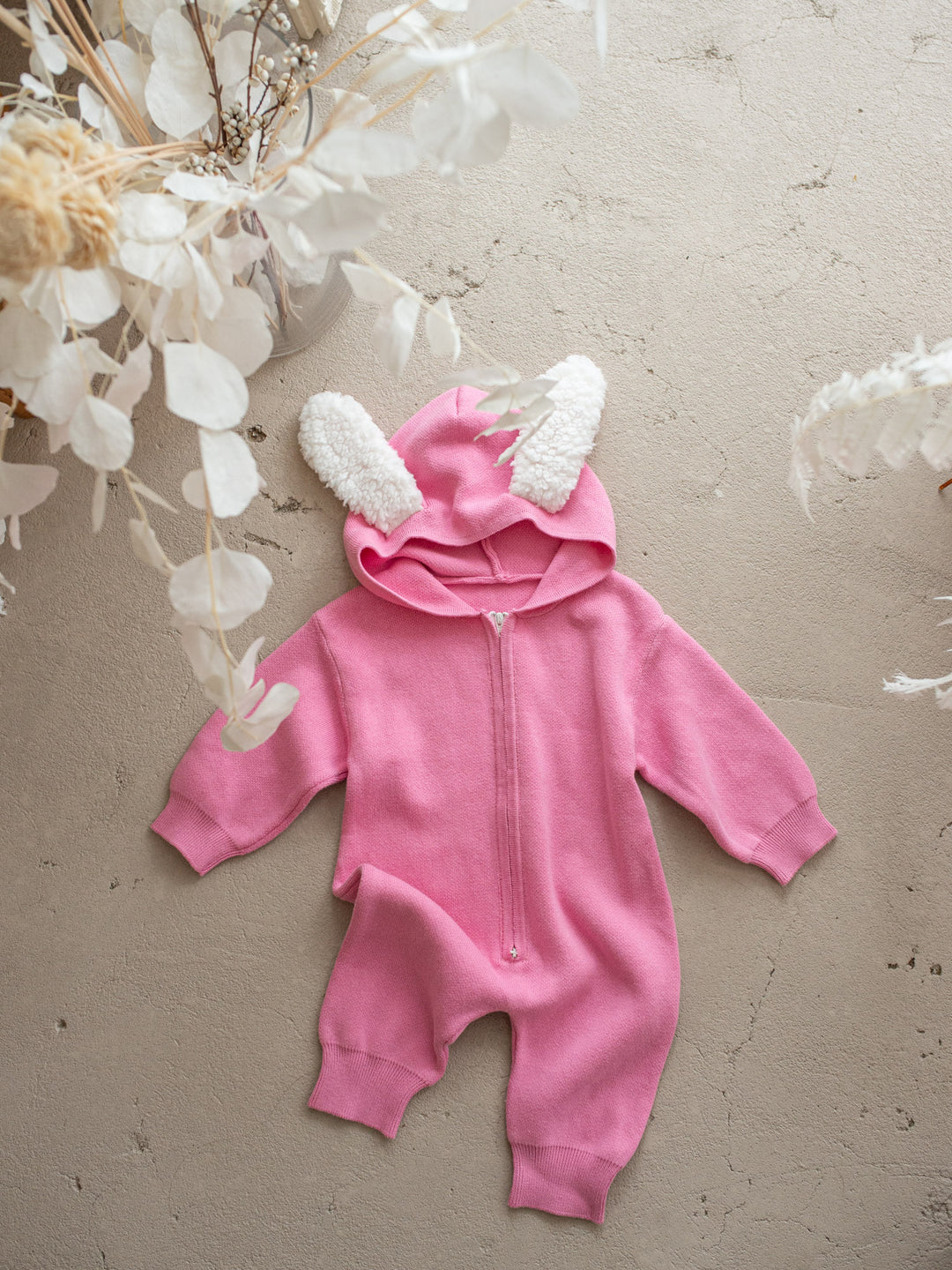 Little Bunny Knit Jumpsuit - Bubblegum