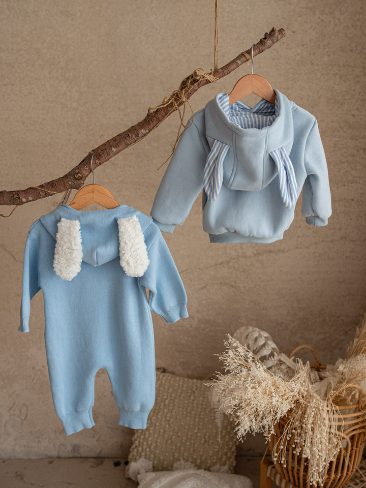 Little Bunny Knit Jumpsuit - Blue