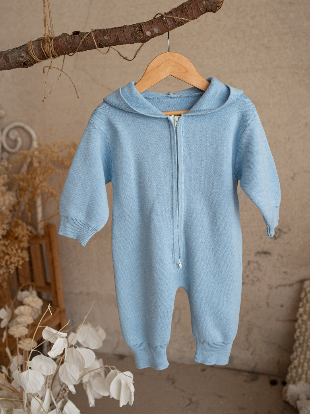Little Bunny Knit Jumpsuit - Blue