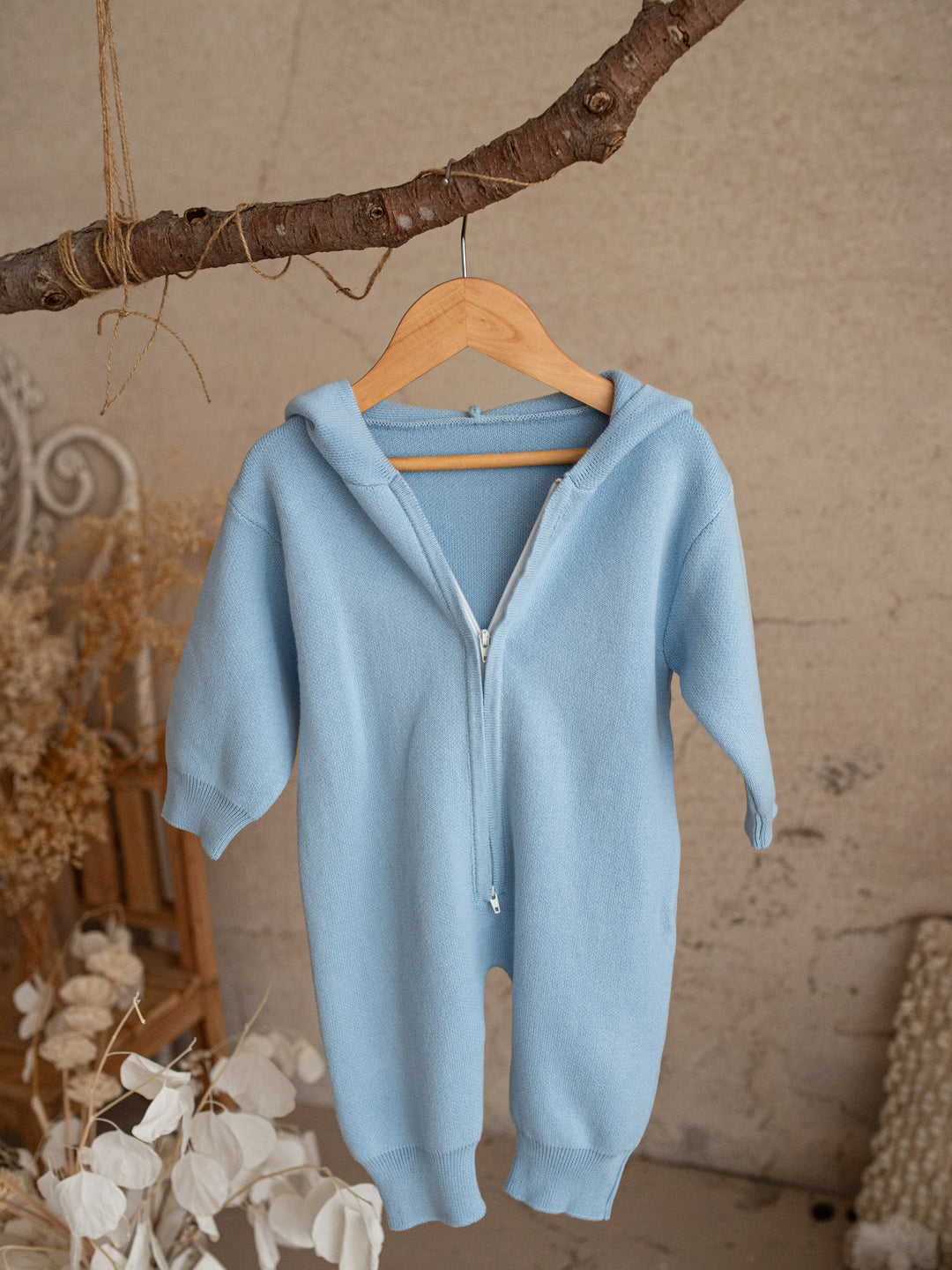 Little Bunny Knit Jumpsuit - Blue