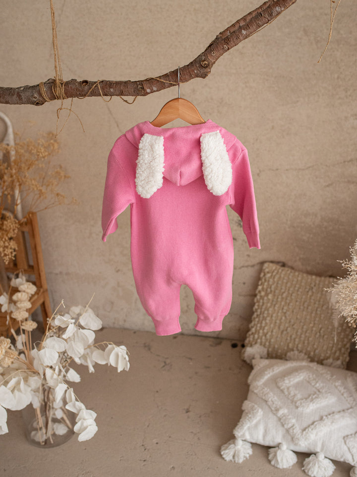 Little Bunny Knit Jumpsuit - Bubblegum