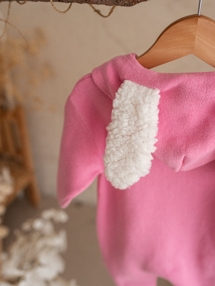 Little Bunny Knit Jumpsuit - Bubblegum