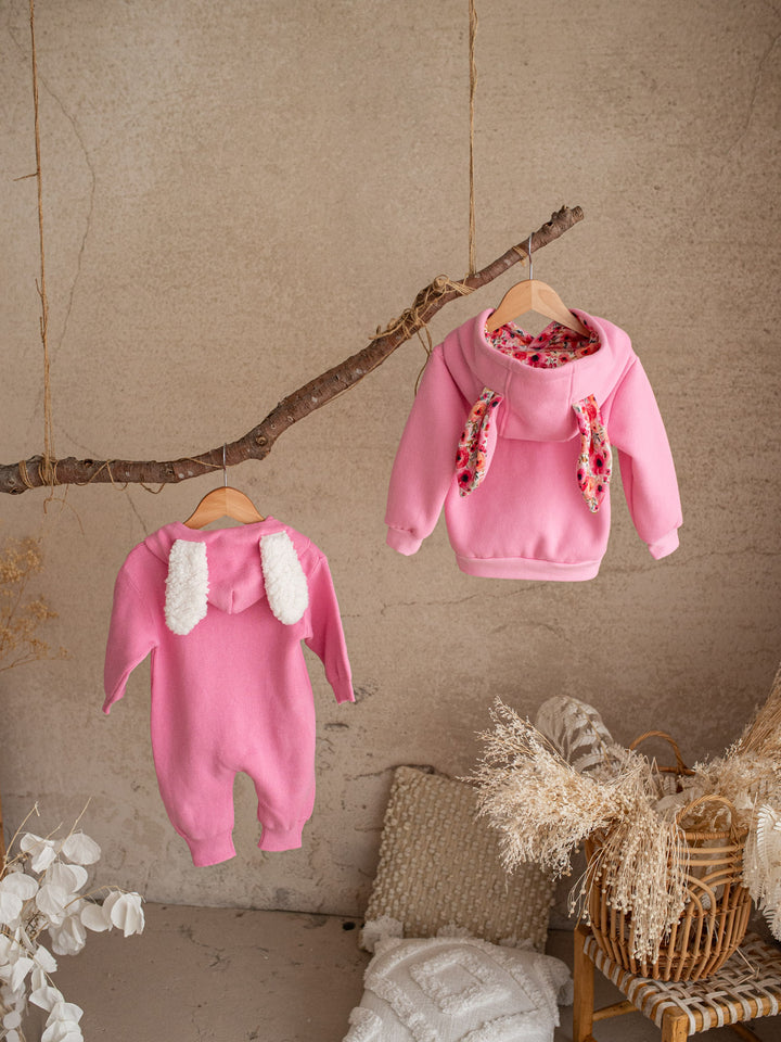 Little Bunny Knit Jumpsuit - Bubblegum
