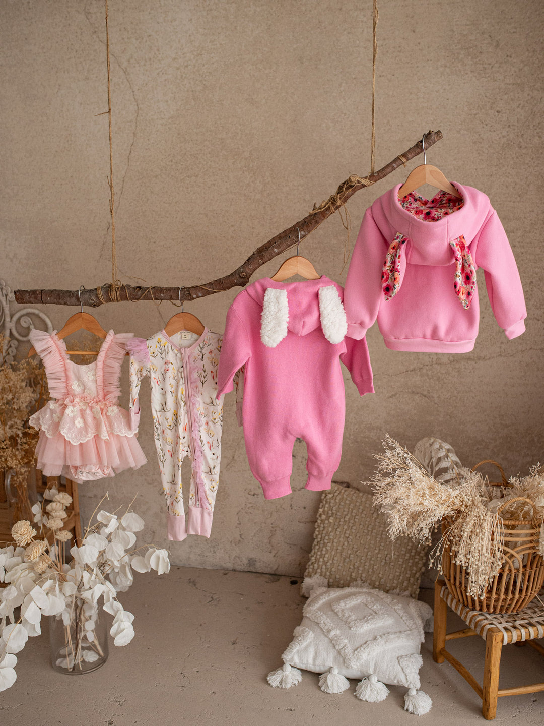 Little Bunny Knit Jumpsuit - Bubblegum