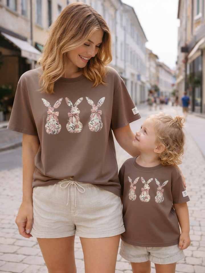 Bunny Club Floral Tee For Mama - Taupe