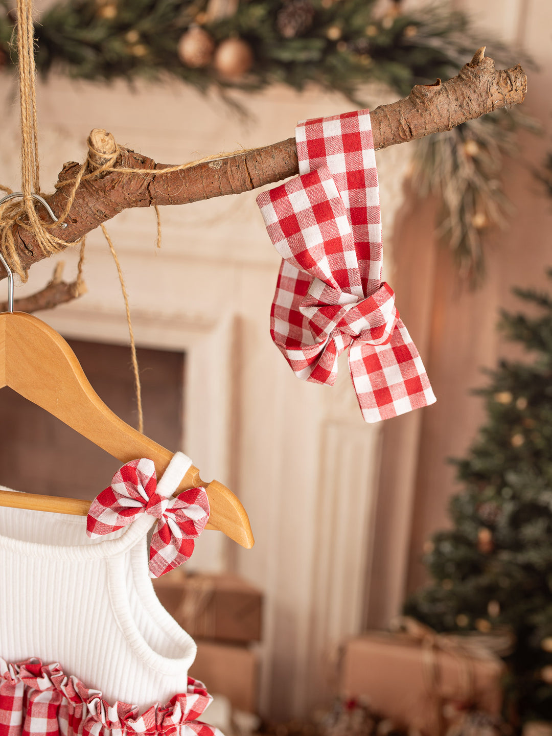 Gingham Giggles Headwrap - Red / White