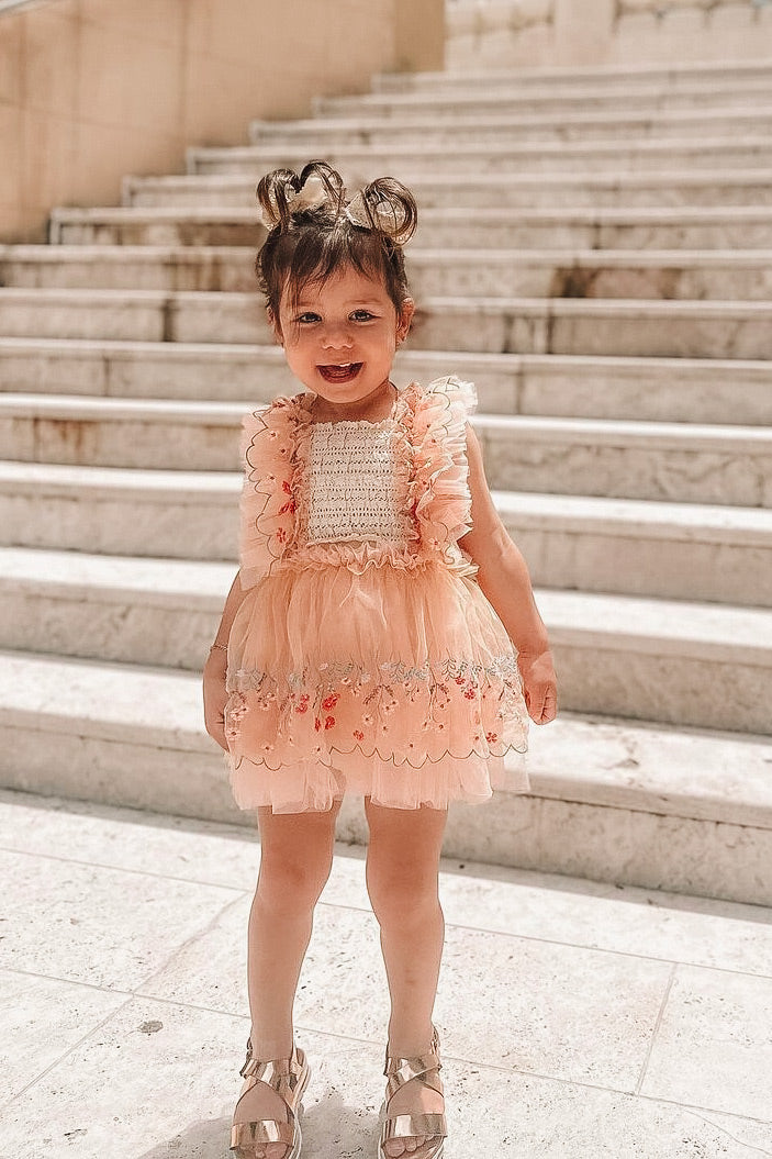 新品タグ付き before&everkids PRETTYME 2-3y Pretty Me Baby Tulle Romper Dress - Peachy Pink – Before & Ever