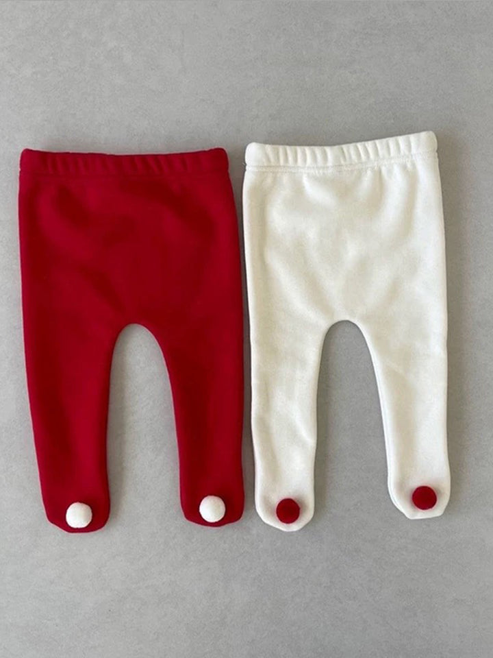 Baby Rudolph Fleece Lined Leggings - Red
