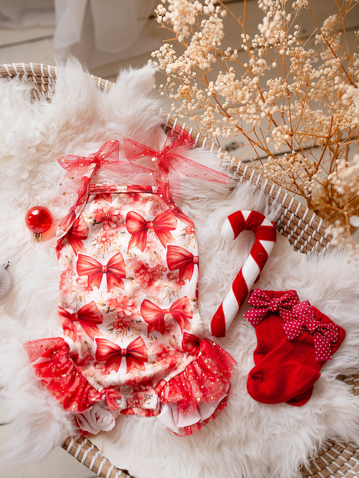 All I Wish - Red Bow Romper