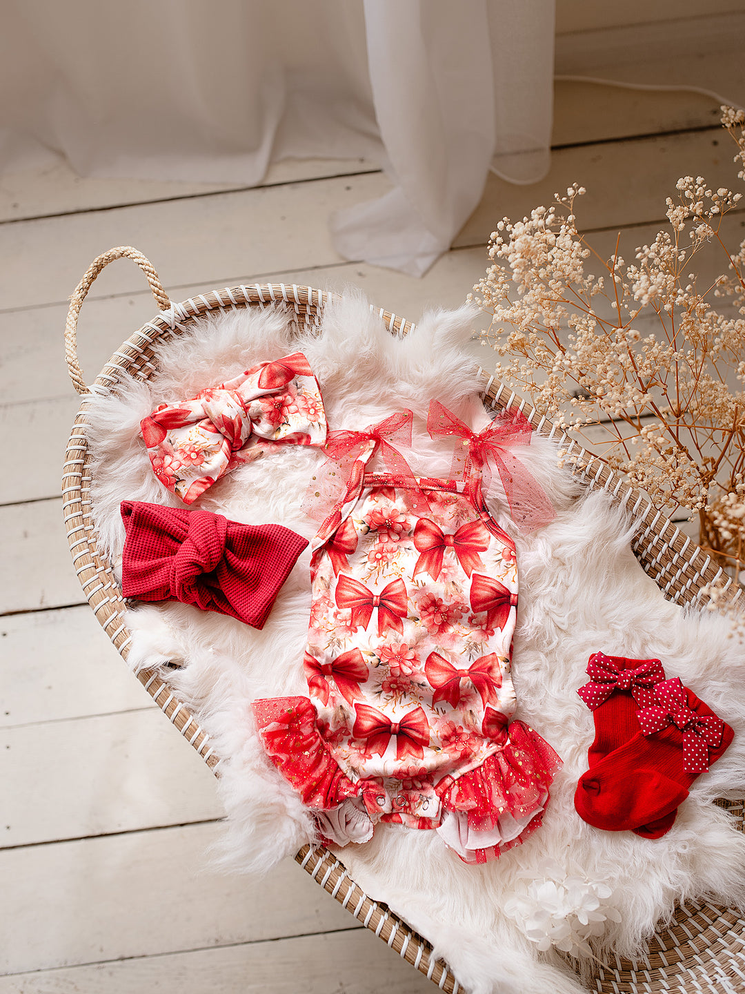 All I Wish - Red Bow Romper