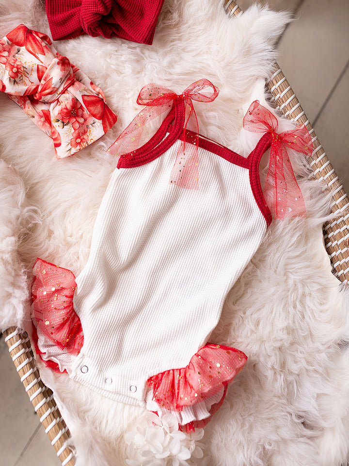 All I Wish - White & Red Romper